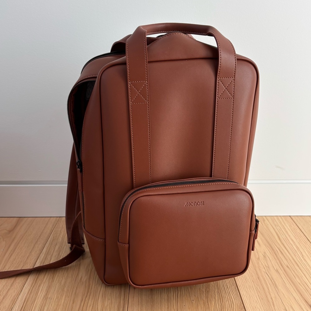 Monos Mahogany Vegan Leather Metro Backpack
